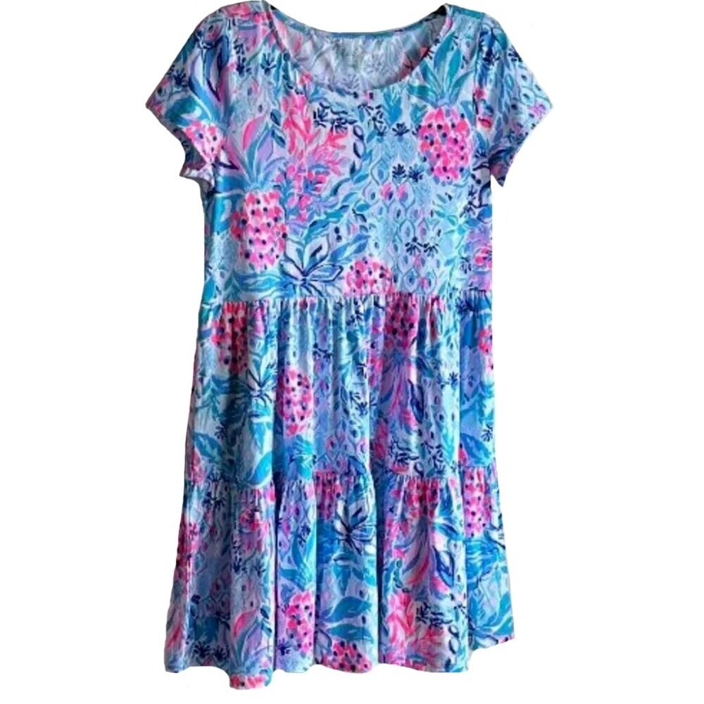 NWT Lilly Pulitzer Geanna Short Sleeve Dress in Zanzibar Blue